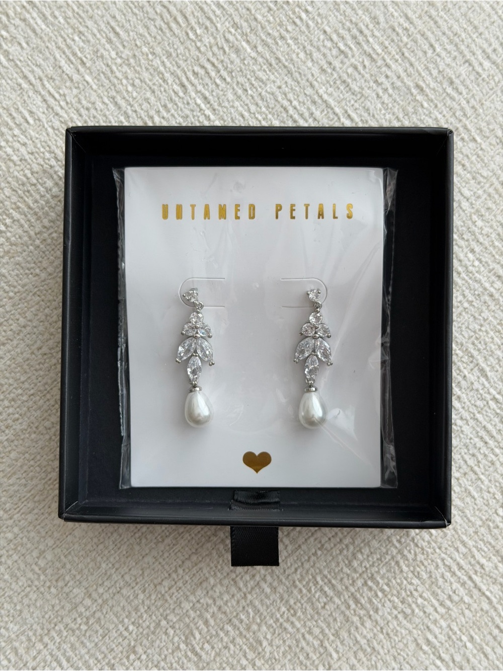 Untamed Petals Leo Silver Pearl and Crystal Drop Bridal Earrings